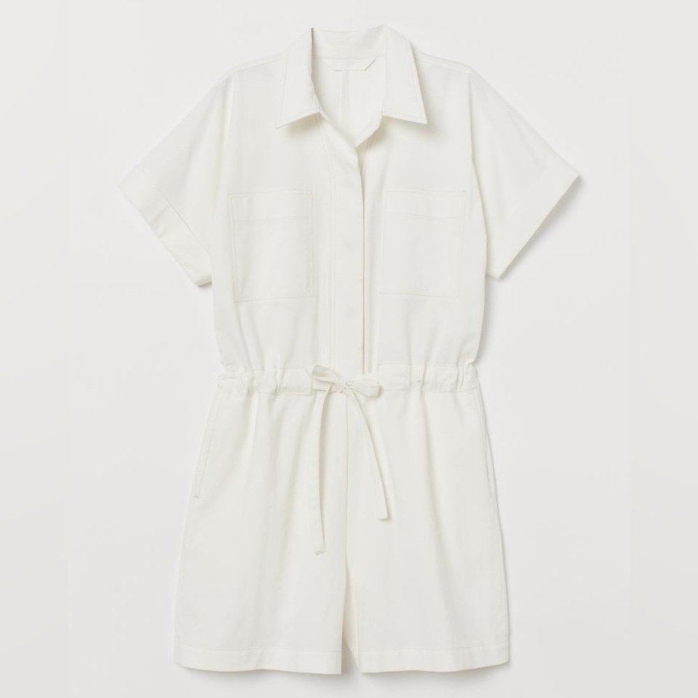 H&M White Short-Sleeve Romper
